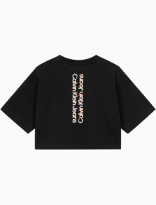 Buy 여성 그래픽 크롭 반팔 티셔츠 in color CK BLACK