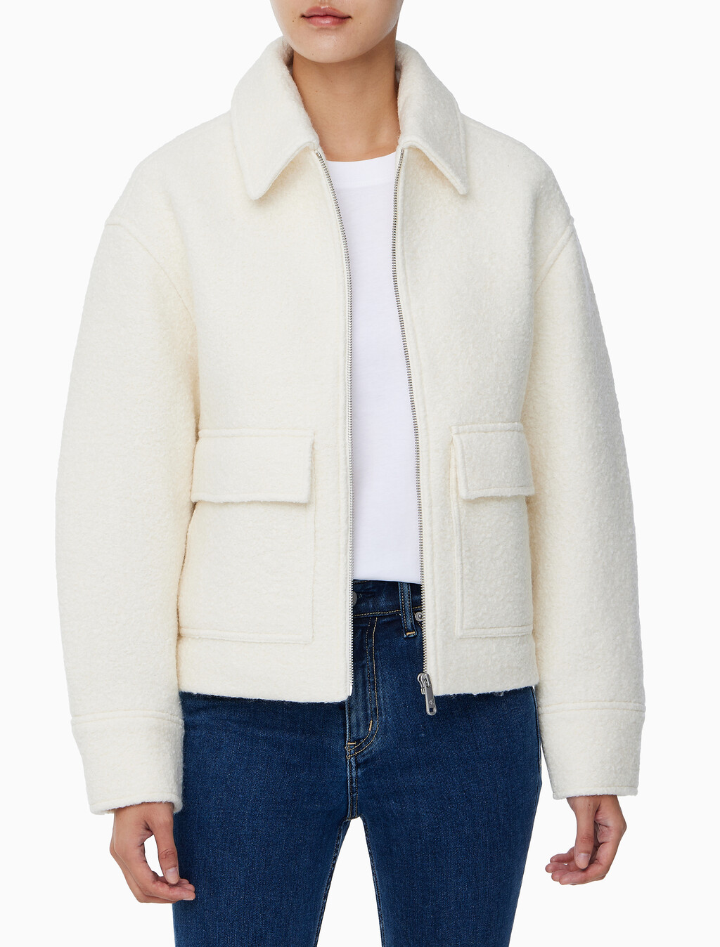 Buy 여성 울 숏자켓 in color WHITE