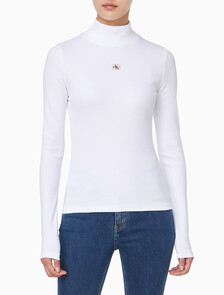 Buy 여성 L/S 우븐 라벨 터틀넥 티셔츠 in color BRILLIANT WHITE