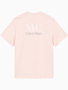 Buy 남성 NYC 백 로고 자수 반팔 티셔츠 in color LIGHT PINK