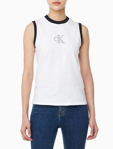 Buy 여성 CK 로고 머슬 민소매 티셔츠 in color BRILLIANT WHITE
