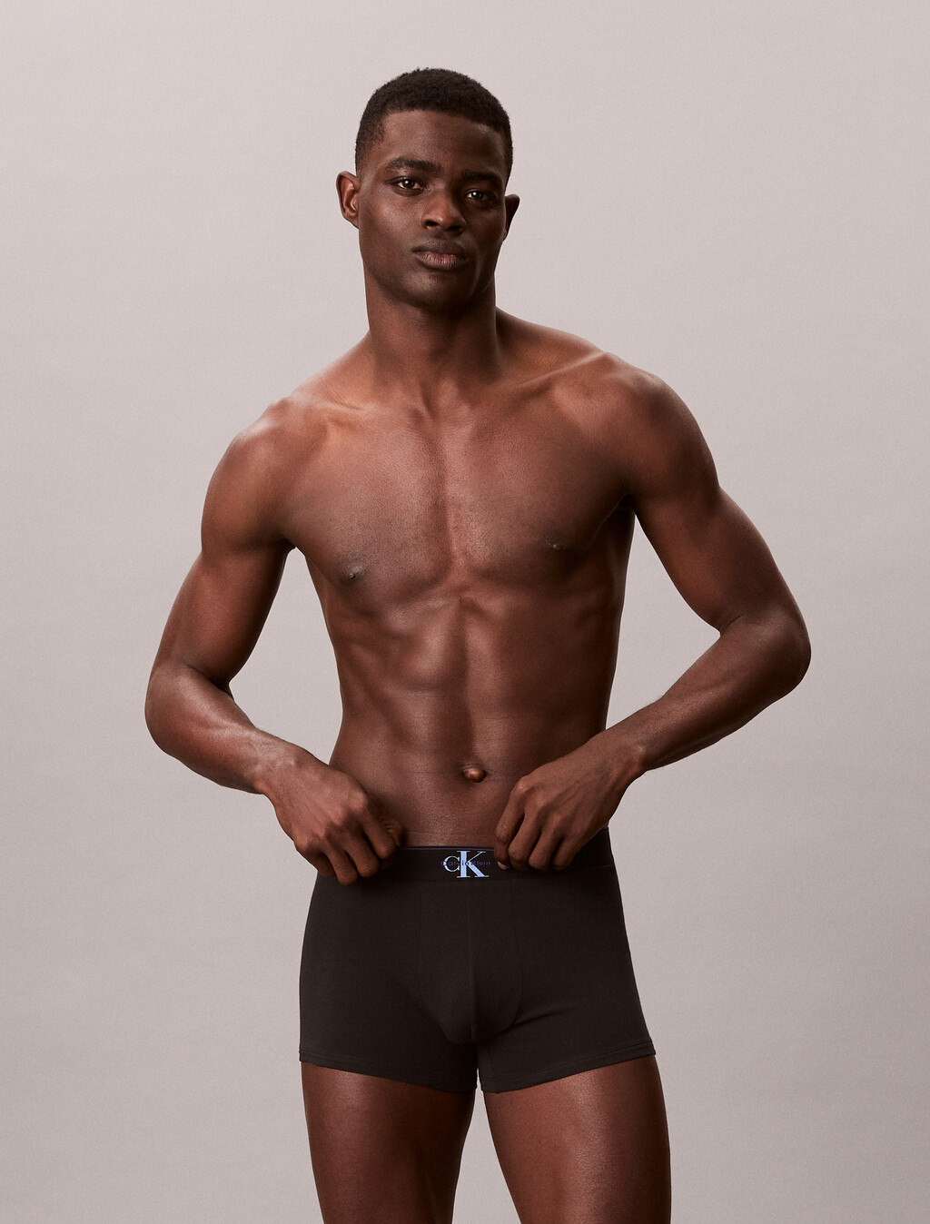 Buy 남성 CK 그래픽 코튼 트렁크 3PK in color Black / Blue / Light Blue