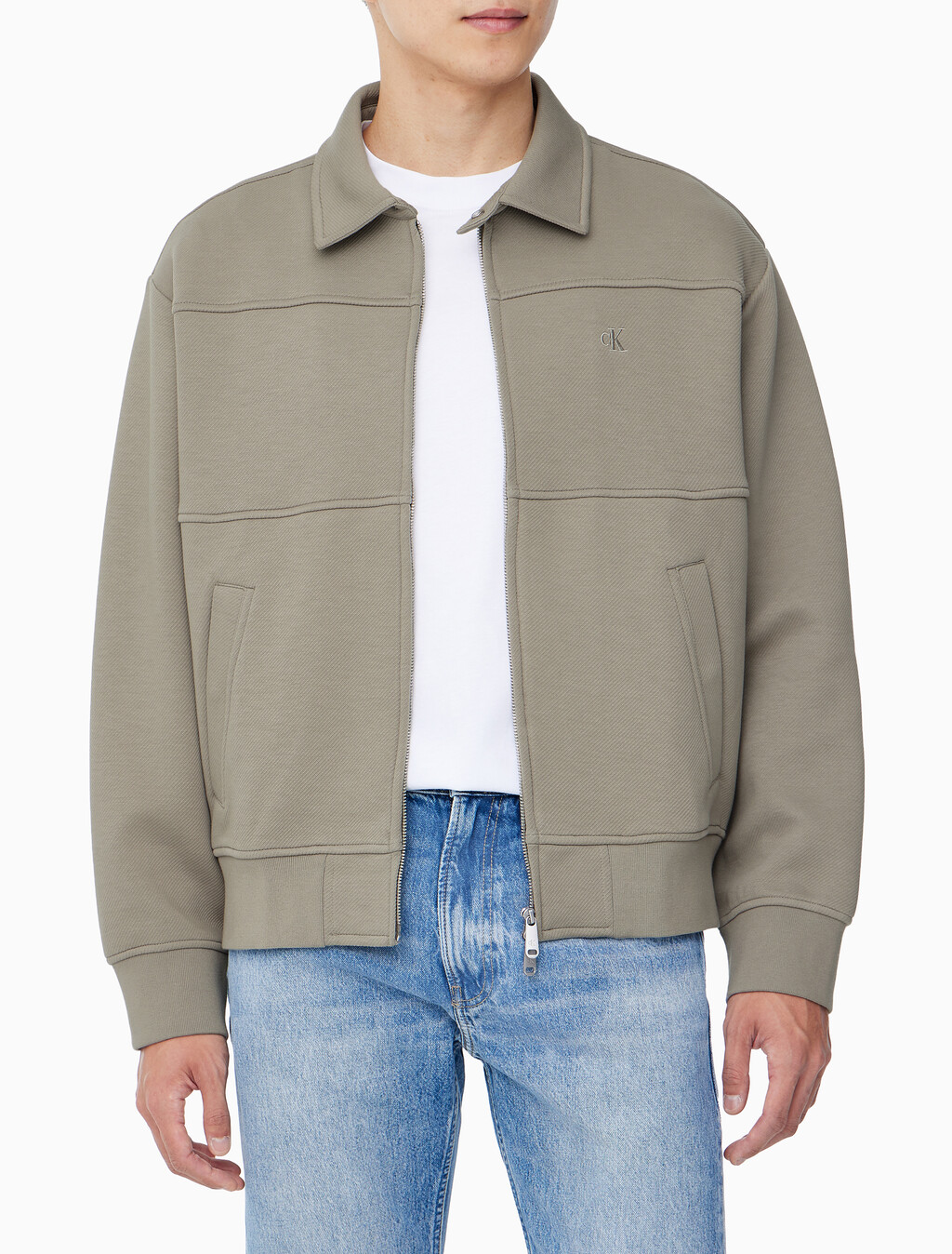 Buy 남성 릴렉스핏 트윌 스웻 집업 자켓 in color KHAKI BEIGE