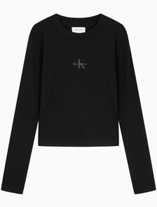 Buy 여성 L/S 모노그램 베이비 티셔츠 in color BLACK