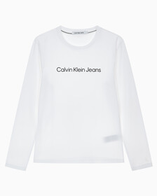 Buy 여성 슬림핏 인스티튜셔널 로고 긴팔 티셔츠 in color BRIGHT WHITE