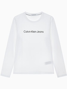 Buy 여성 슬림핏 인스티튜셔널 로고 긴팔 티셔츠 in color BRIGHT WHITE