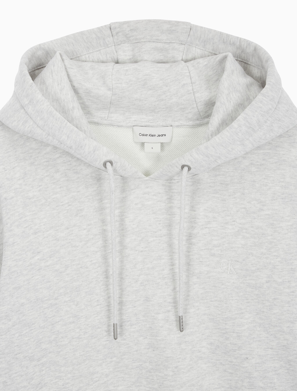 Buy 남녀공용 릴렉스핏 모노그램 백 로고 후디 in color LIGHT GREY