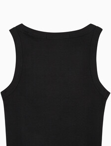 Buy 여성 우븐 라벨 립 탱크 탑 in color CK BLACK