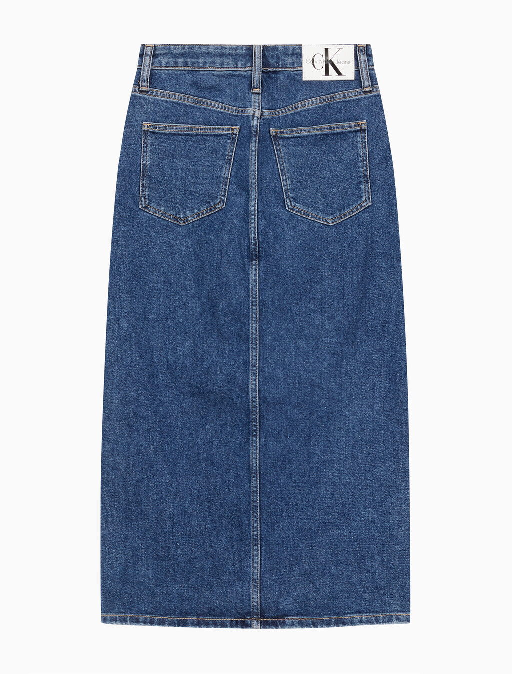 Buy 여성 맥시 데님 스커트 in color MID BLUE BACK EMBRO