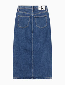 Buy 여성 맥시 데님 스커트 in color MID BLUE BACK EMBRO