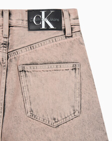 Buy 여성 하이라이즈 릴렉스핏 얼스 핑크 칼라 데님 in color MID BLUE BACK EMBRO