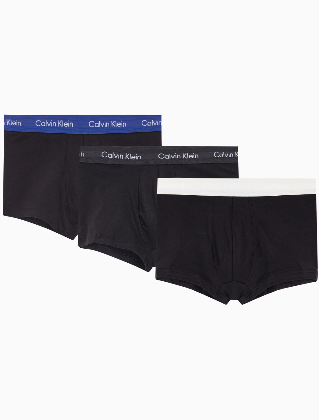 Buy 남성 EU 코튼 스트레치 3PK 로우 라이즈 드로즈 3PK in color BLACK BODIES W/ PHANTOM GREY, SPECTRUM BLUE, VAPOROUS GREY WBS
