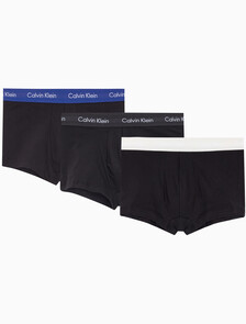 Buy 남성 EU 코튼 스트레치 3PK 로우 라이즈 드로즈 3PK in color BLACK BODIES W/ PHANTOM GREY, SPECTRUM BLUE, VAPOROUS GREY WBS

