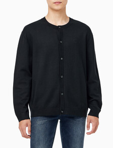 Buy 남성 릴렉스핏 크루넥 스웨터 가디건 in color CK BLACK