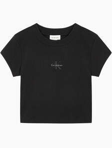 Buy 여성 모노그램 베이비 반팔 티셔츠 in color BLACK