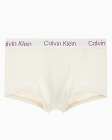 Buy 남성 스텐실로고 코튼스트레치 로우라이즈 트렁크 3PK in color BONE WHITE, NIGHTSHADE, COFFEE LIQUEUR
