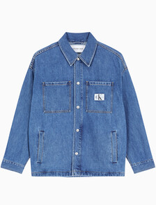 Buy 남성 오버사이즈 데님 셔츠 in color MID BLUE BACK EMBRO