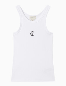 Buy 여성 코튼 컨투어 립 CK 탱크 in color BRILLIANT WHITE