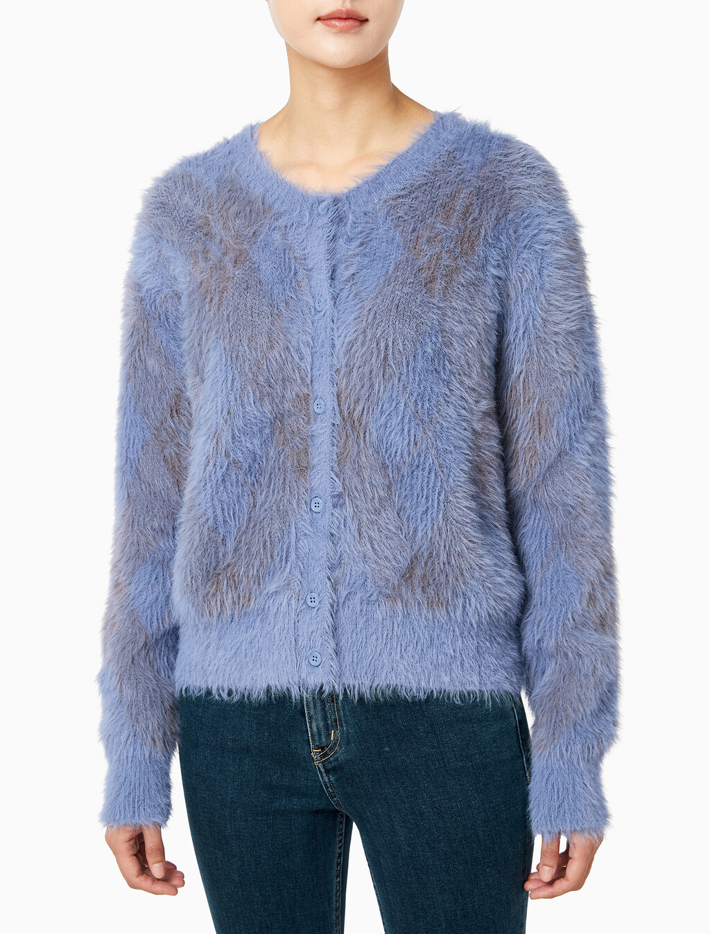 Buy 여성 퍼지 아가일 스웨터 in color Dusty Blue