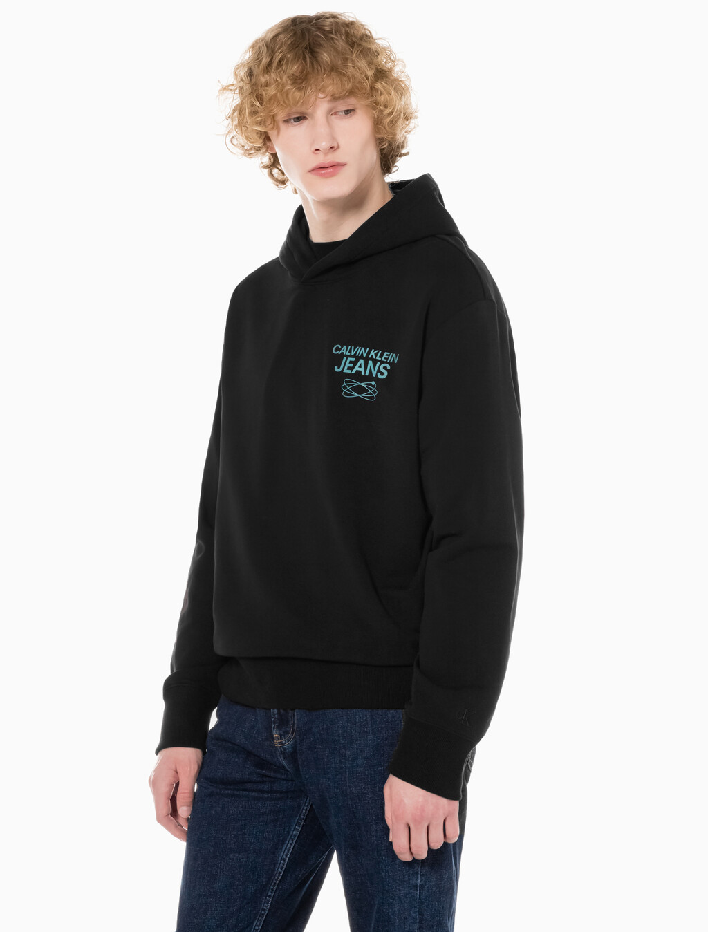 Buy 남성 퓨처 갤럭시 로고 후디 in color CK BLACK