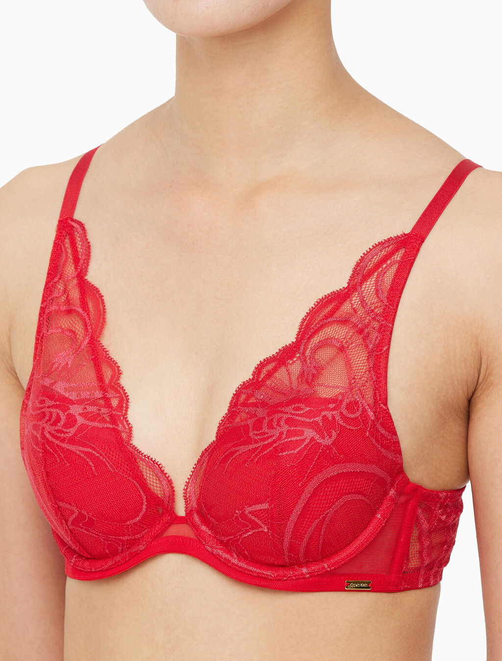 Buy 여성 CK 블랙 드래곤 레이스 AF 플런지 브라 in color ROUGE