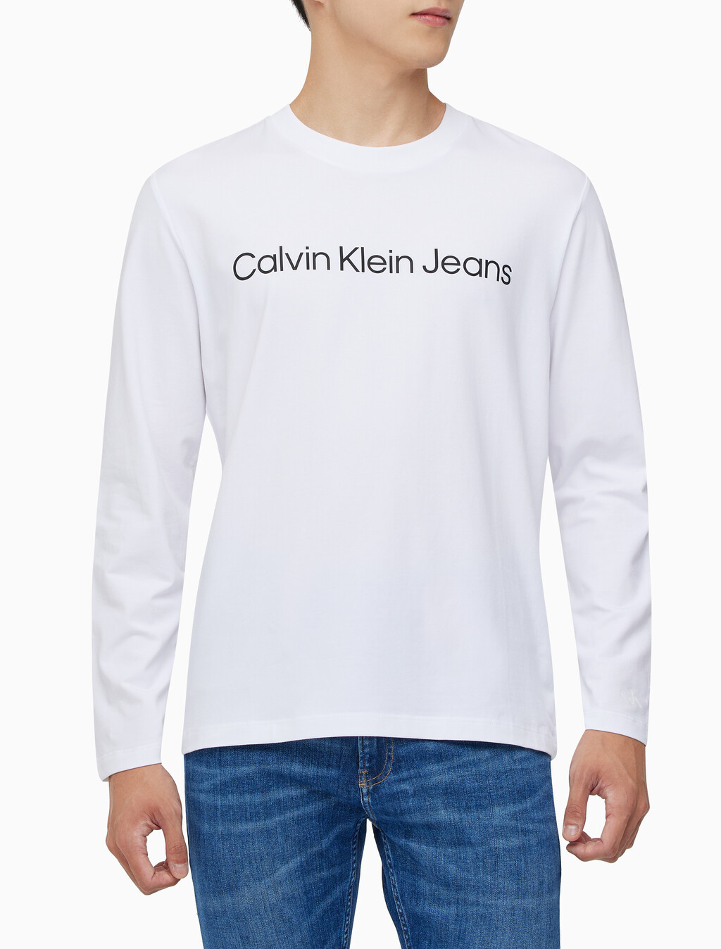 Buy 남성 레귤러핏 인스티튜셔널 긴팔 티셔츠 in color BRIGHT WHITE