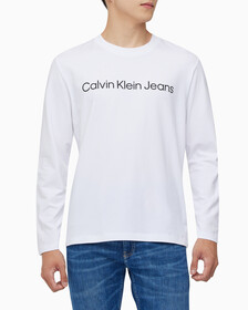 Buy 남성 레귤러핏 인스티튜셔널 긴팔 티셔츠 in color BRIGHT WHITE