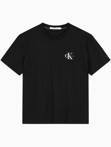 Buy 남성 릴렉스핏 엠보싱 로고 반팔 티셔츠 in color CK BLACK