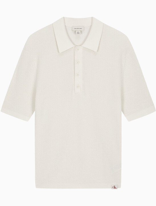 코튼 와플 폴로 칼라 스웨터