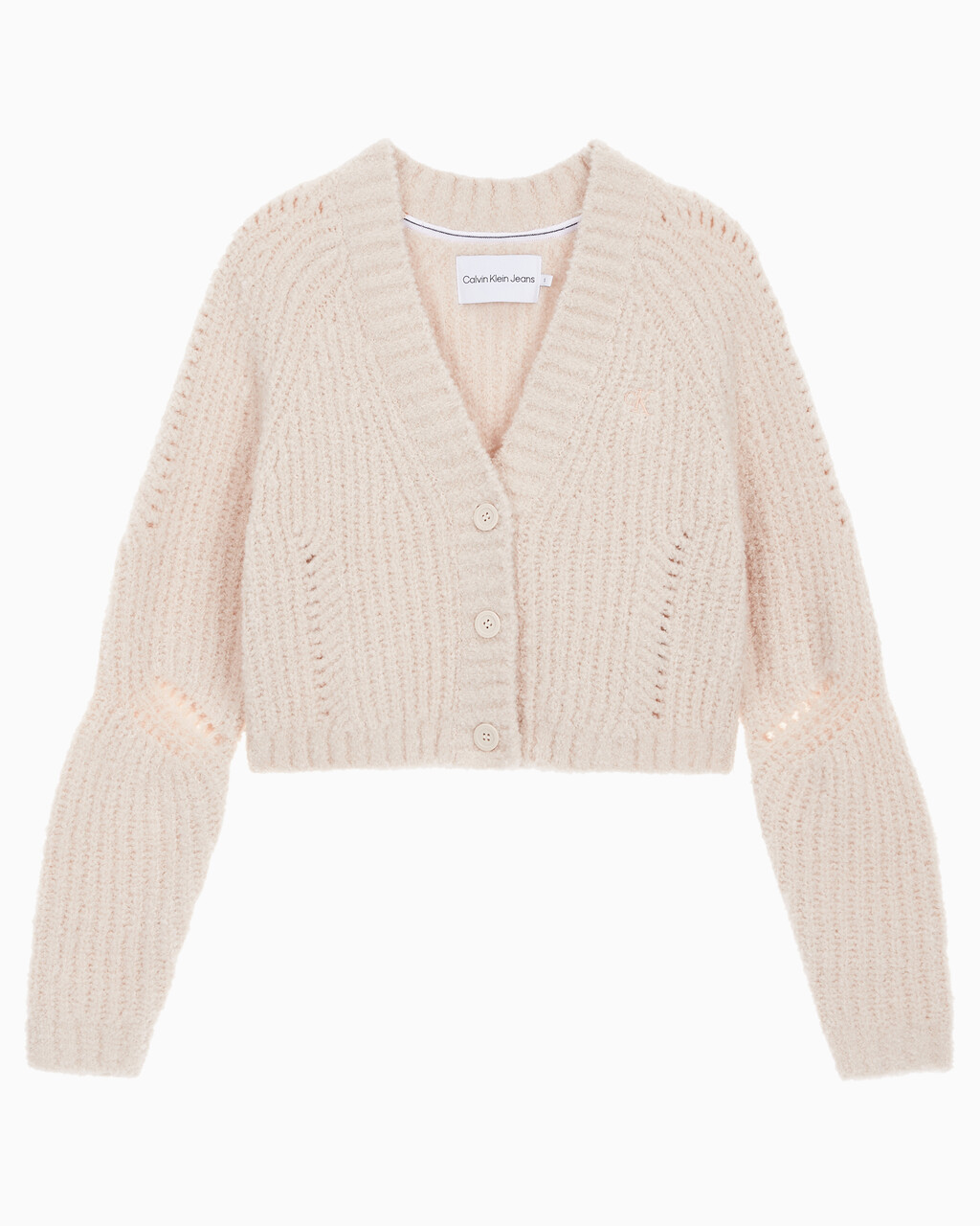 Buy 여성 크롭 케이블 가디건 in color PINK BEIGE