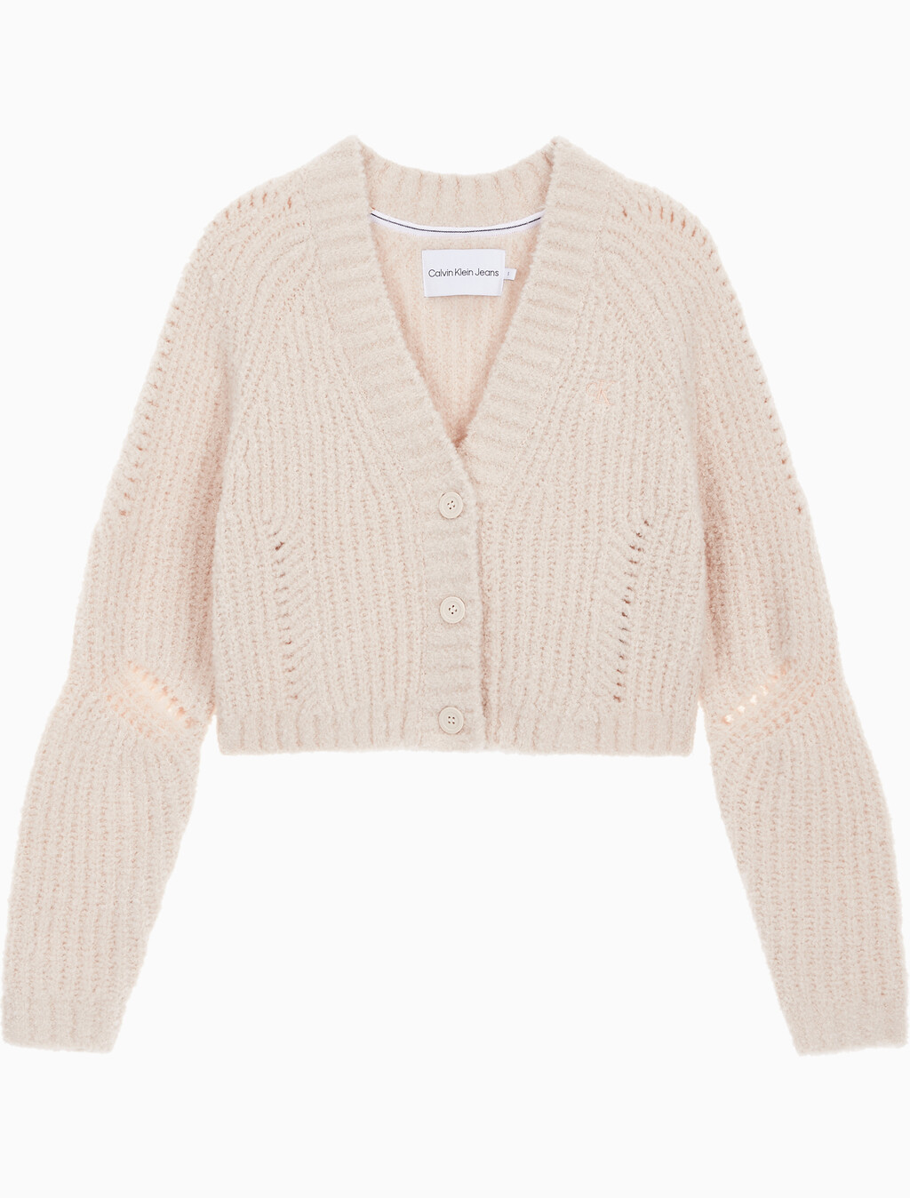 Buy 여성 크롭 케이블 가디건 in color PINK BEIGE