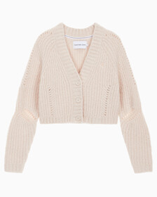 Buy 여성 크롭 케이블 가디건 in color PINK BEIGE