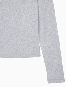 Buy 여성 모노그램 롱슬리브 헨리넥 티셔츠 in color HEROIC GREY HEATHER