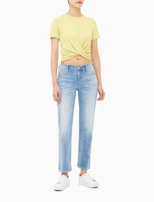 Buy 여성 트위스트 크롭 반팔티 in color YELLOW SAND