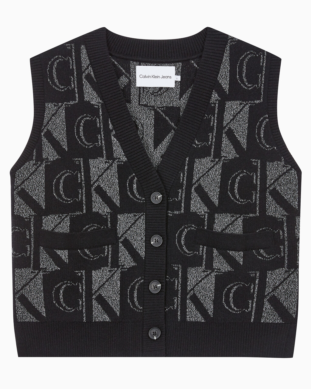 Buy 여성 프리미엄 라인 메탈릭 올오버프린트 베스트 in color CK BLACK
