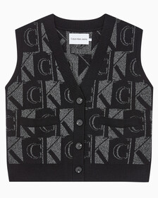 Buy 여성 프리미엄 라인 메탈릭 올오버프린트 베스트 in color CK BLACK