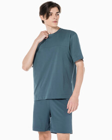 Buy 남성 릴렉스핏 저지 숏슬리브 티셔츠 in color OCEAN TEAL/ BLK