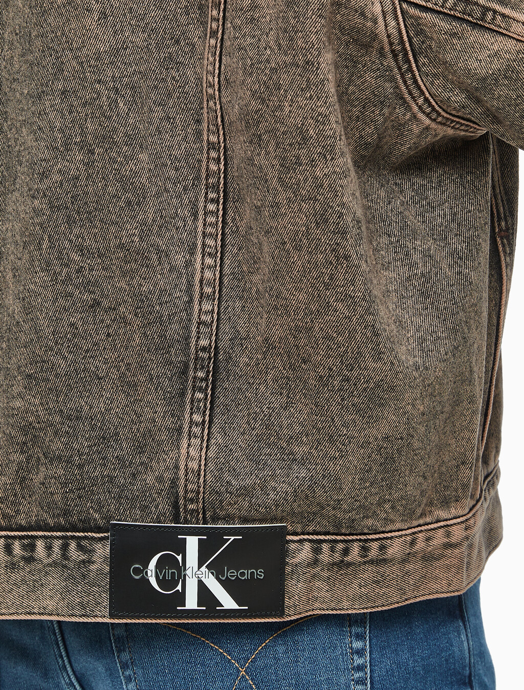 Buy 남성 박시 데님 자켓 in color MID BLUE BACK EMBRO