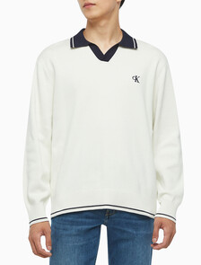 Buy 남성 오버사이즈 럭비카라 스웨터 in color WHITE
