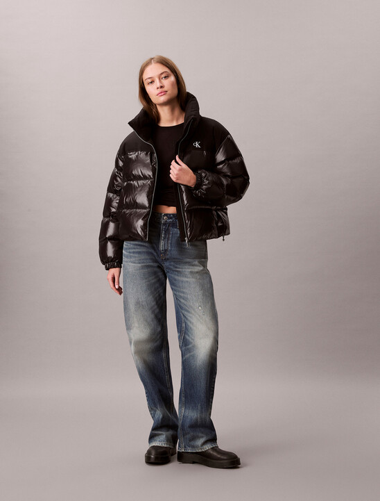 여성 매트 블라킹 샤인 다운 자켓