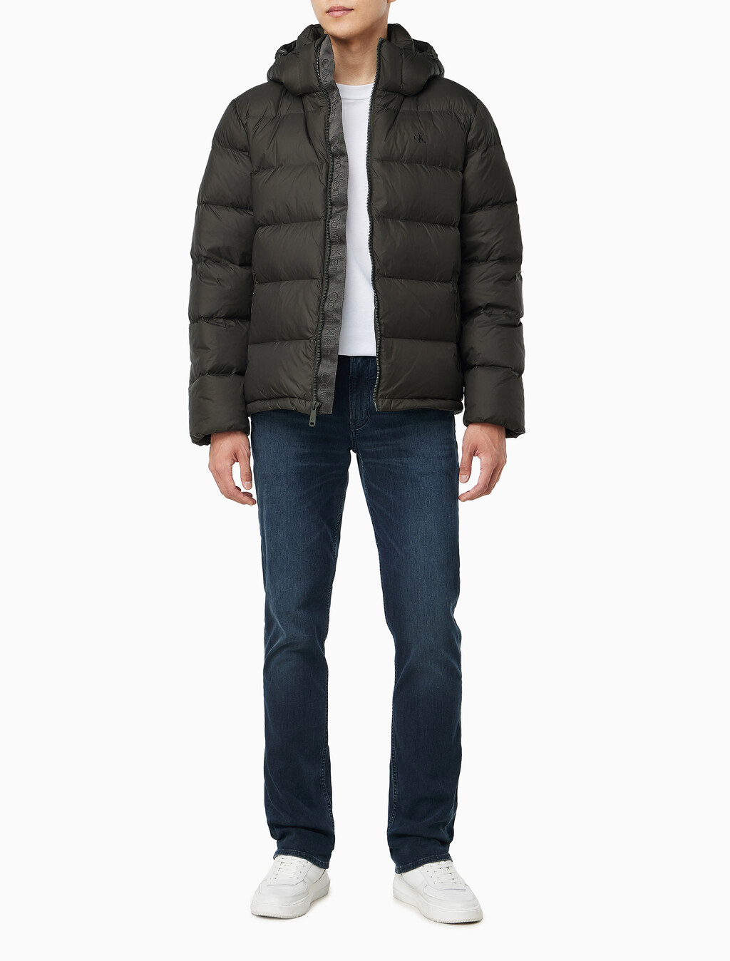 Buy 남성 나일론 집업 후드 다운 푸퍼 자켓 in color CHARCOAL