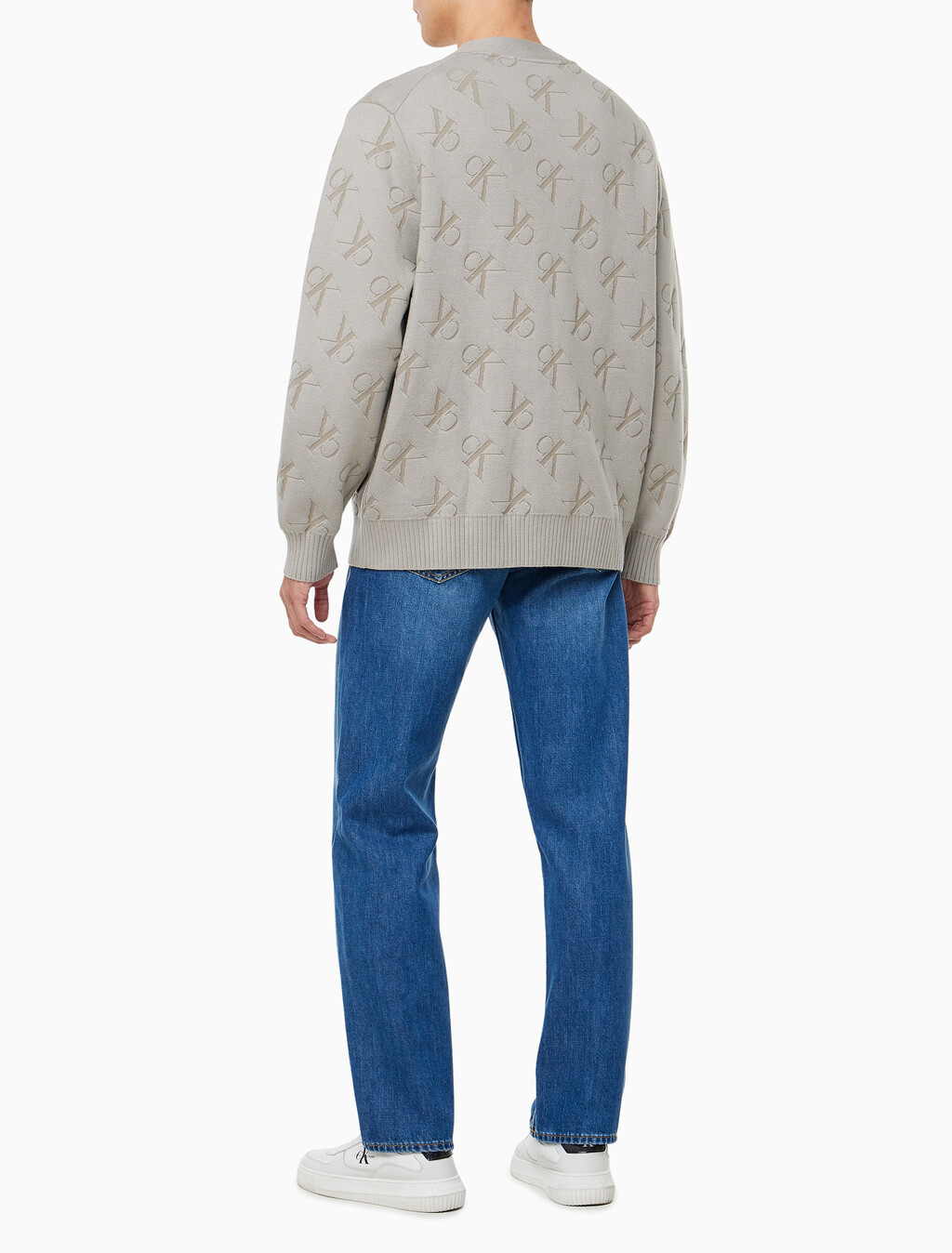 Buy 남성 릴렉스핏 AOP 캐시미어 가디건 in color KHAKI BEIGE