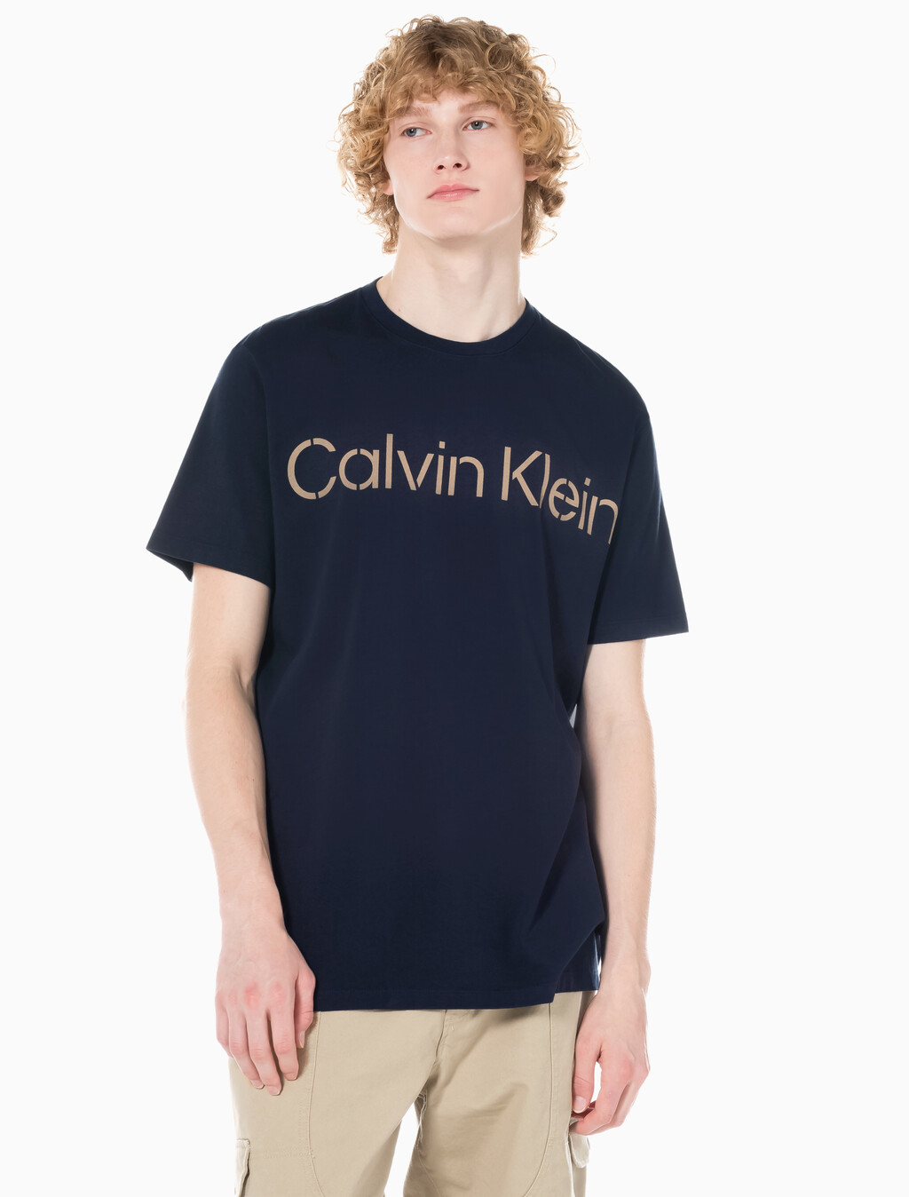 Buy 남성 소프트 페이디드 로고 크루넥 반팔 티셔츠 in color DARK SAPPHIRE