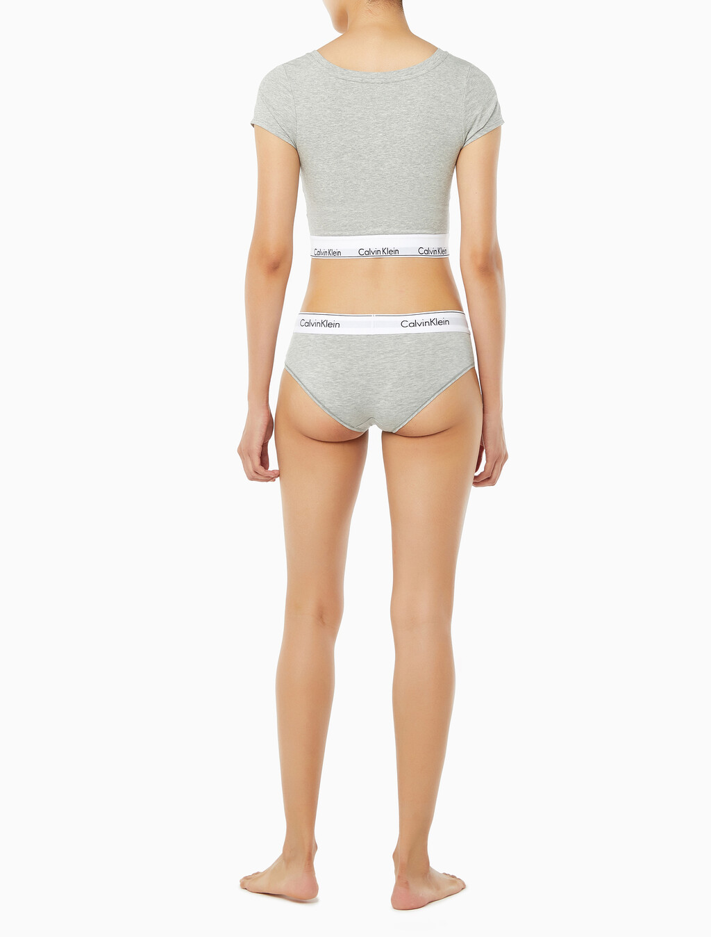 Buy 여성 모던 코튼 티셔츠 아웃푸쉬 브라렛 in color GREY HEATHER