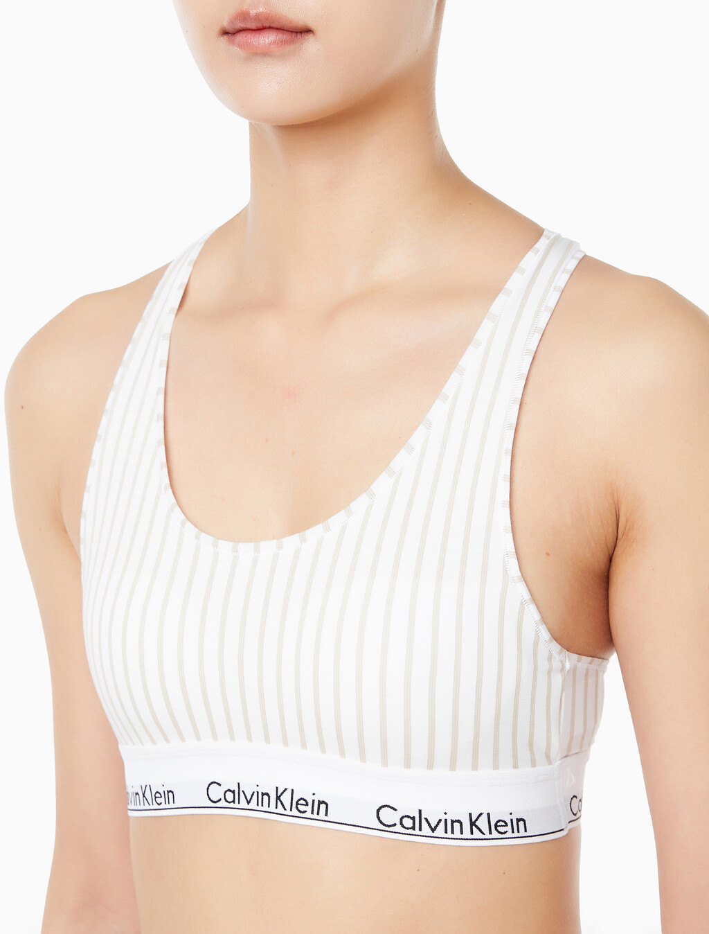 Buy 여성 아이콘 코튼 모달 AF 레이서백 브라렛 in color STEADY STRIPE_PELICAN