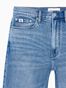 Buy 남성 스탠다드 스트레이트핏 미드블루 워시 데님 in color MID BLUE BACK EMBRO