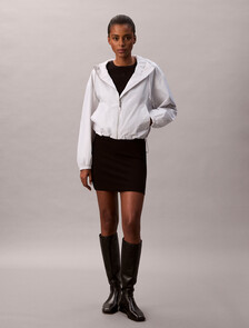 Buy 여성 AOP 로고 자카드 윈드 자켓 in color silver