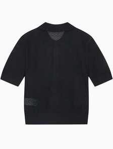 Buy 여성 매쉬 오픈 니트 폴로 in color CK BLACK