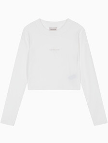 Buy 여성 롱슬리브 모노그램 베이비 티 in color BRIGHT WHITE