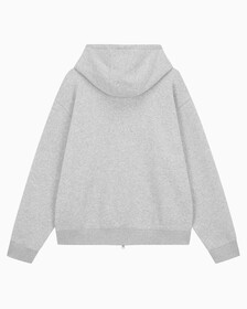 Buy 남녀공용 릴렉스핏 모노그램 집업 후디 in color LIGHT GREY HEATHER